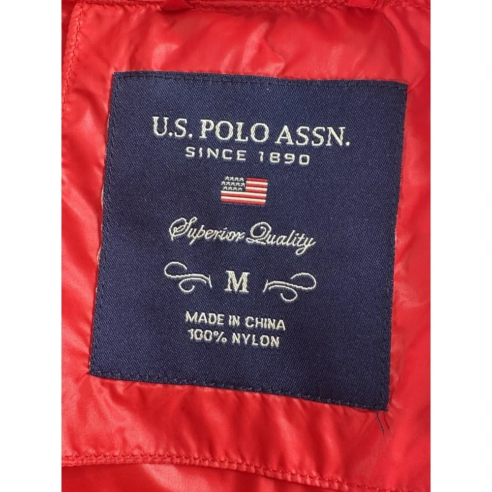 US‎ Polo Assn Size M Red Puffer Women's Jacket Style 01-8193HS